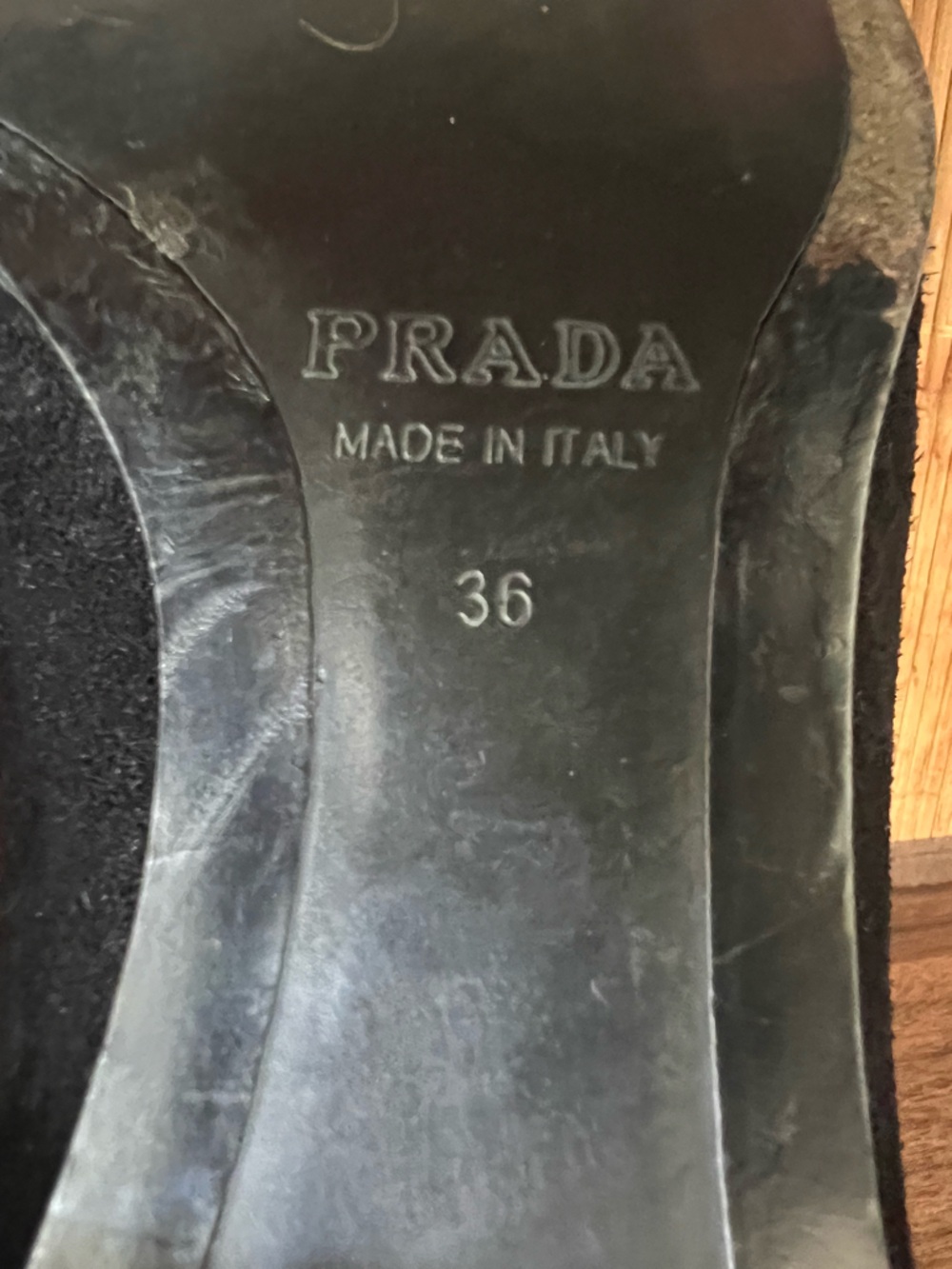 Prada Black Suede Loafers With Silver Tone Buckle Contrast Stitching Sz 36 Italy - Picture 9 of 16